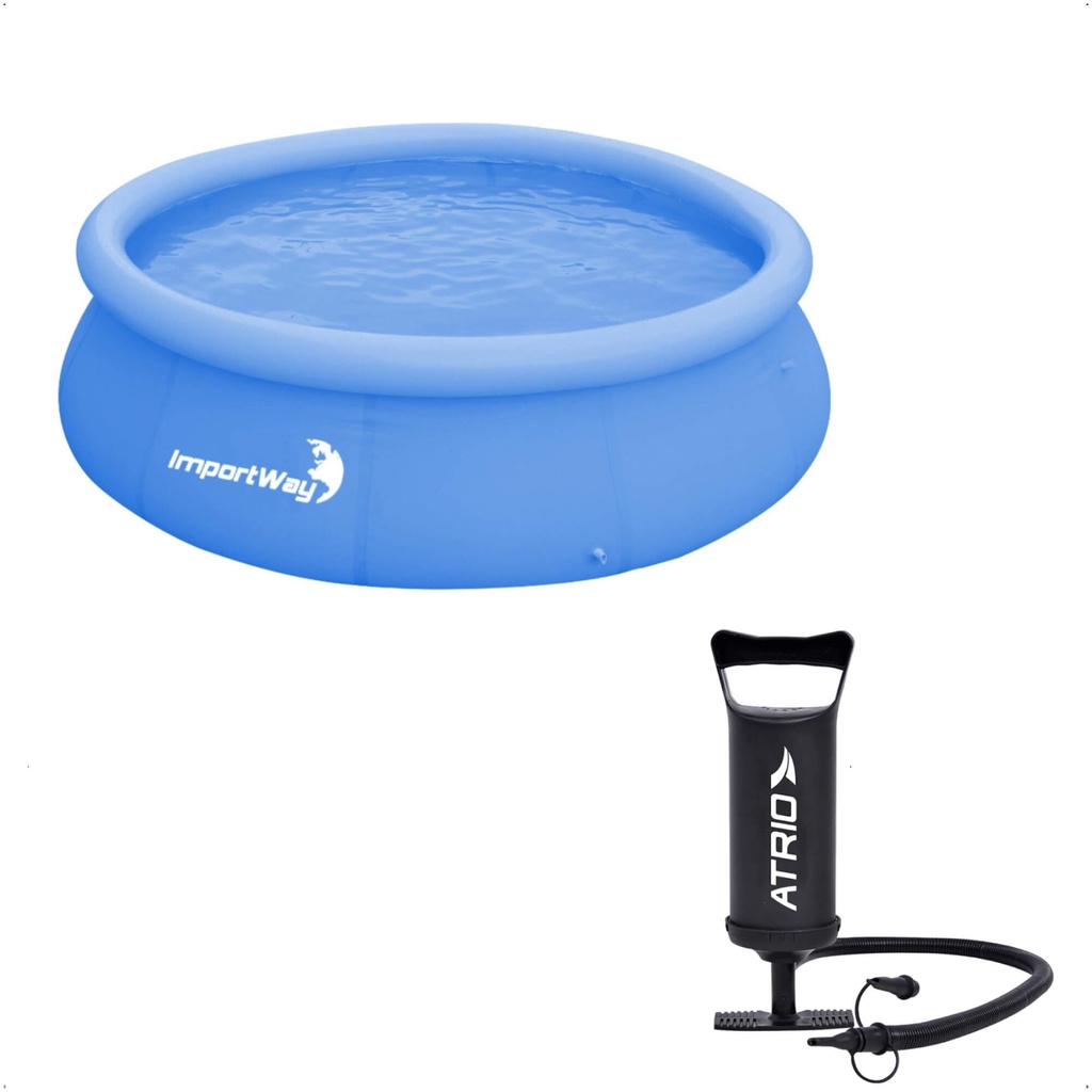 Kit Piscina Infantil + Bomba de Ar 1.000 Litros Borda Inflável  PVC 1,68 m x 51 cm em Oferta na Shopee