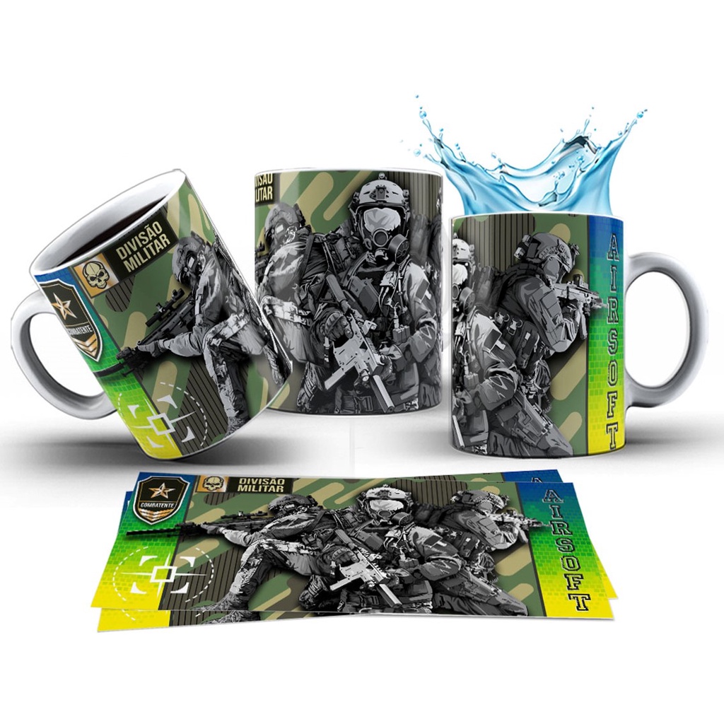Caneca 325ml Esporte Airsoft Militar Sniper Paintball