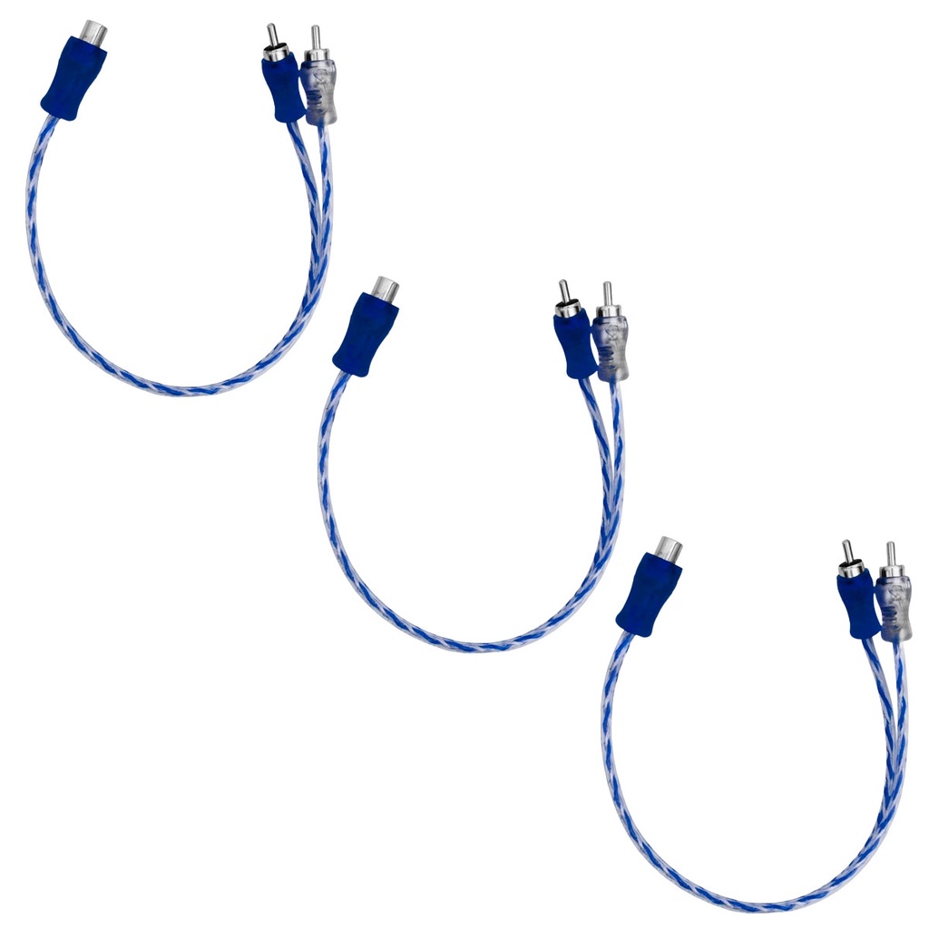 3x Cabo Y Para Som Automotivo Injetado Azul/Prata Transparente 4mm 1 Femea e 2 Machos Marca Svart em Oferta na Shopee