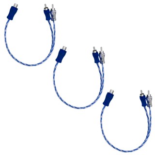 3x Cabo Y Para Som Automotivo Injetado Azul/Prata Transparente 4mm 1 Femea e 2 Machos Marca Svart