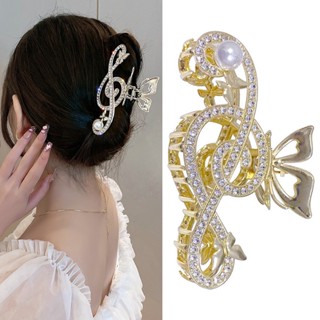 Rhinestone Nota Única Pearl Fashionable Pearl Fashionable Cabeça de Cabelo com Classe de Costas Clip de Agarramento Requintado