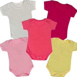 Body Bebê - mangas curtas - LISO - 100% algodão - (P/M/G/GG) ideal para Enxoval ou para Pe...