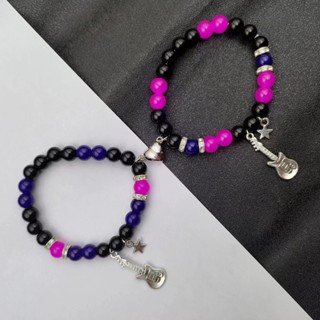1 Par De Expositores De Chave Baixa De Afeto De Guitarra Estrela Casal De Presentes Romance Amour Pulseira Ajustável