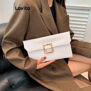 Lovito Bolsa Envelope de Crocodilo para Segurar na Mão Pequena para Mulheres LFA05373 (Branco/Dourado/Prateado/Preto)
