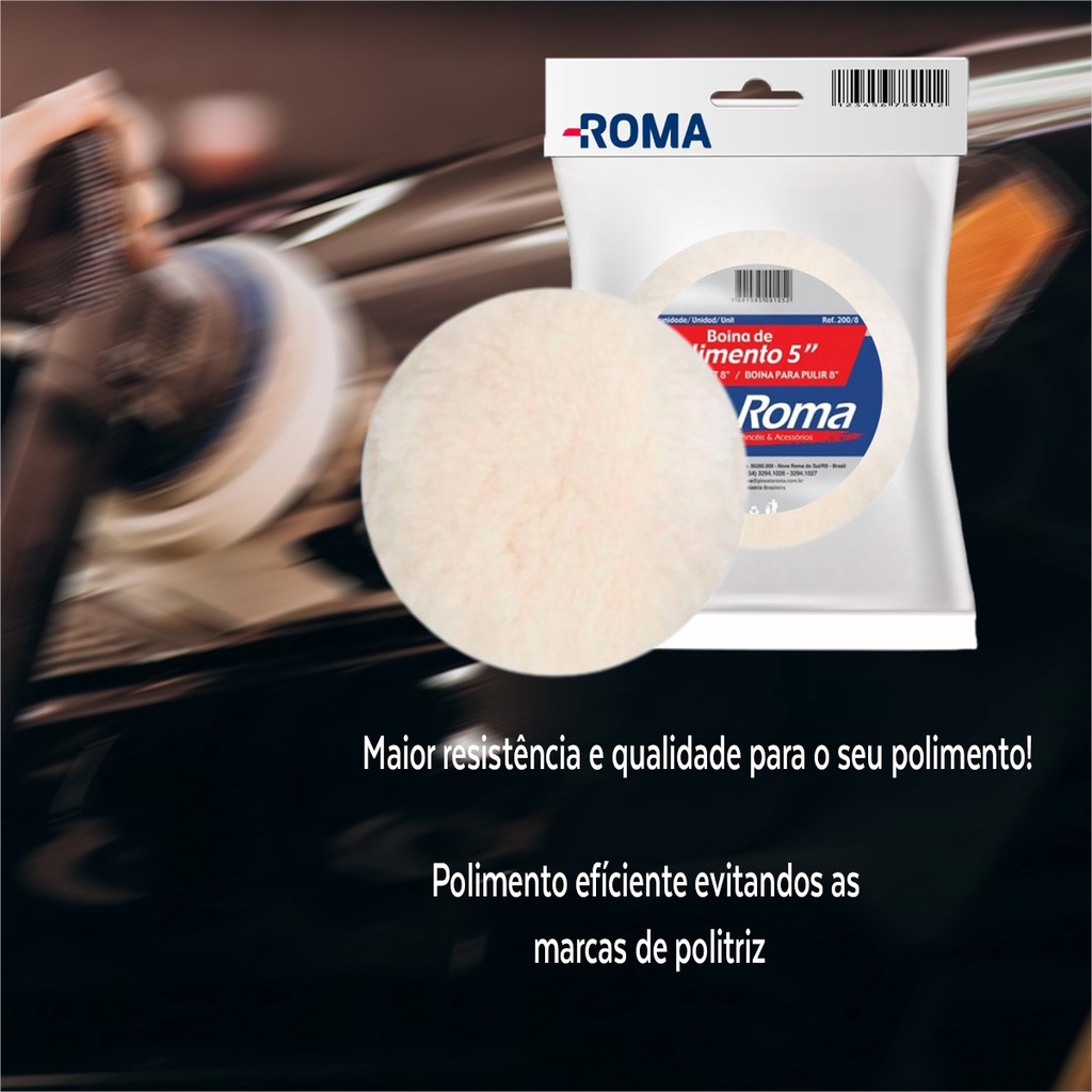 Boina Lã Tecido Para Polir Automotivo 5 Polegadas - roma pimceis