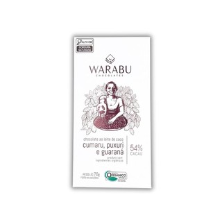 CHOCOLATE VEGANO ORGÂNICO CUMARU PUXURI E GUARANÁ 54% CACAU 70g