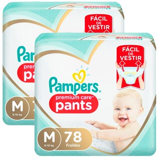 Kit 2 Fralda Infantil Pampers Premium Care Pants Tamanho M com 78 Unidades cada