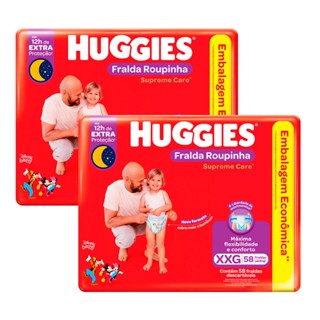 Kit 2 Fralda Roupinha Huggies Supreme Care Tamanho XXG 58 Unidades Descartáveis cada