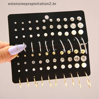 Brincos De Moda 20 Pares Conjunto De Pérola Para Mulheres Jóias Boêmia Geométricas De Cristal .