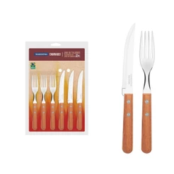 Jogo de Talheres Tramontina Churrasco com Lâminas em Aço Inox e Cabos de Madeira Natural 12 Peças - 22399030