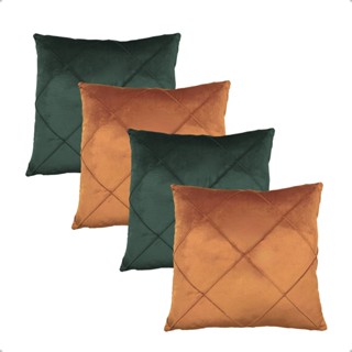 Kit 4 Capas de Almofada Suede Verde Militar e Terracota
