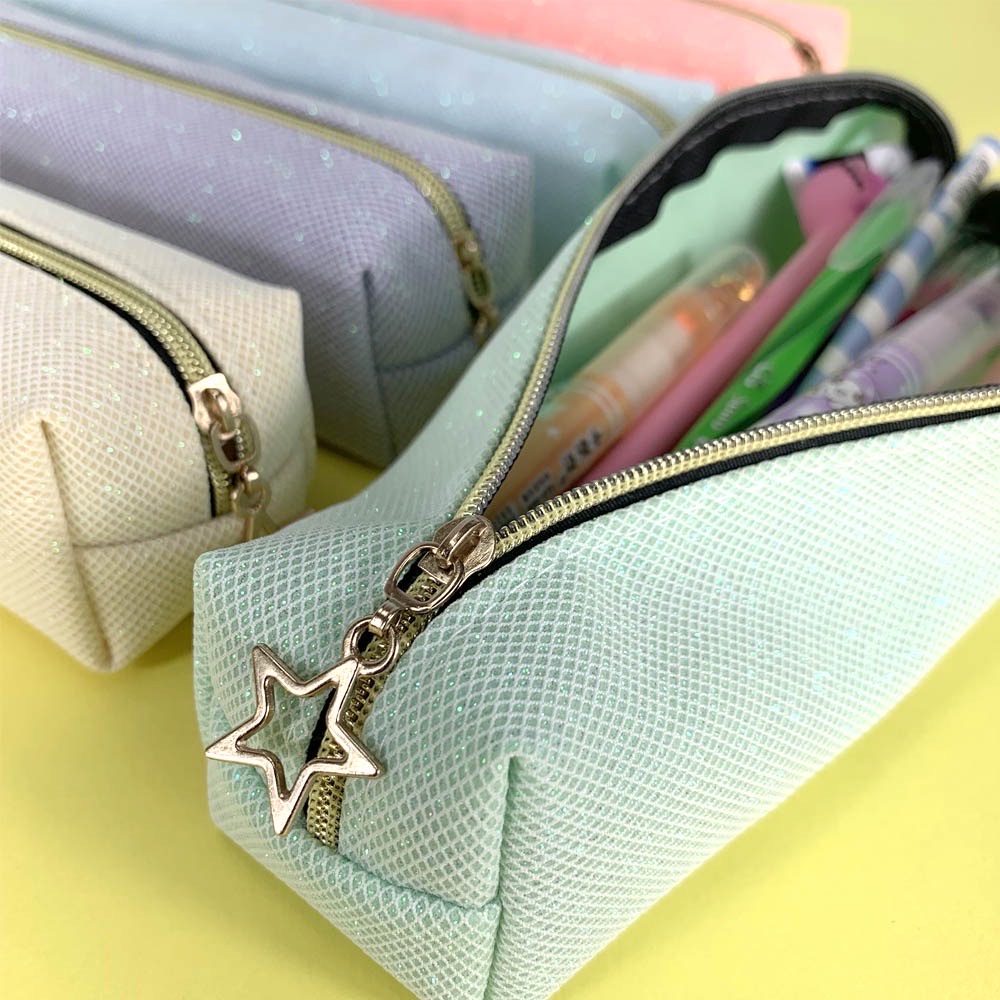 Estojo Teen Glitter Para Faculdade Escola Escritorio Papelaria em Oferta na Shopee