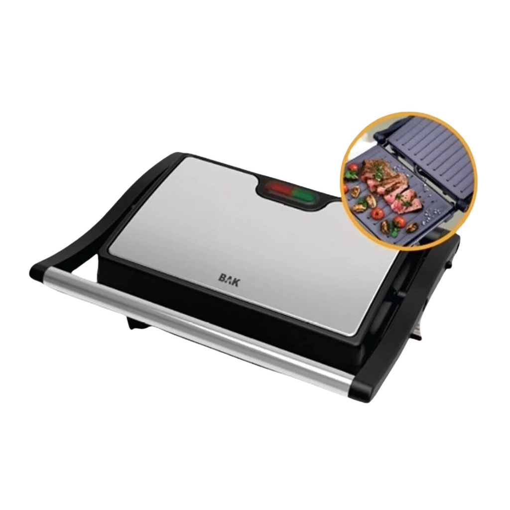 Mini Grill 110v Sanduicheira Antiaderente 750w Inox Tostex Gourmet Bak BK-GRL750-110