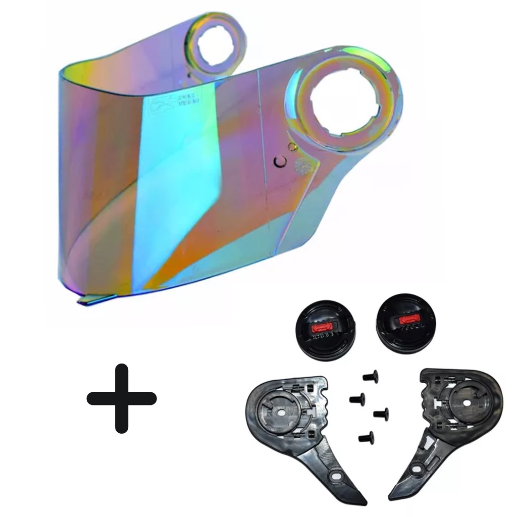 Kit Botão + Viseira Camaleão Capacete Ls2 Ff358 Light