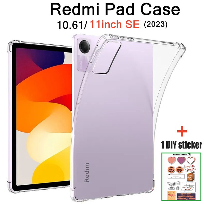 Redmi Pad SE 11 " 2023 Estojo Air-bags Transparentes Proteção De Silicone Macio TPU Tampa Da Caixa À Prova De Choque Para Xiaomi 10,61 Polegadas