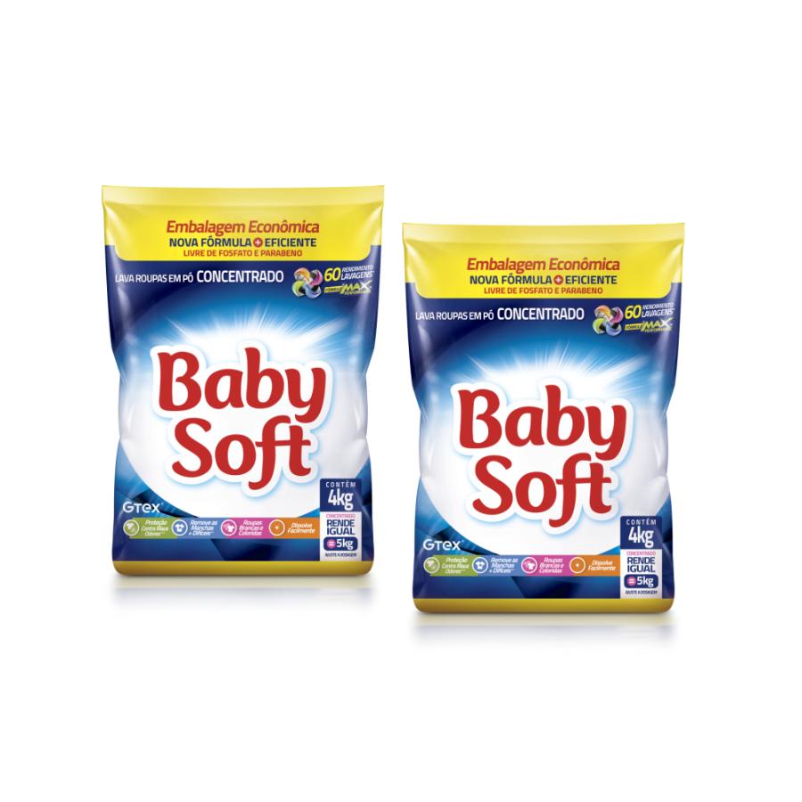 Kit 2 Lava Roupas Pó Baby Soft Concentrado 4KG - Home & Living