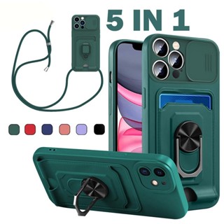 Capa De Silicone Para Cartão De Câmera Com Alça Pescoço iPhone 14 15 Pro Max 15 Plus Porta-Anel