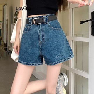 Lovito Shorts Jeans Casual com Bolsos para Mulheres LNA17140 (Azul)