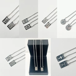 Escapulário Colar Prata/Dourado Banhado Aço Inox Cruz/Estrela de Davi/Nossa Senhora/São Jorge/Sao Bento/Jesus da Fé 316L