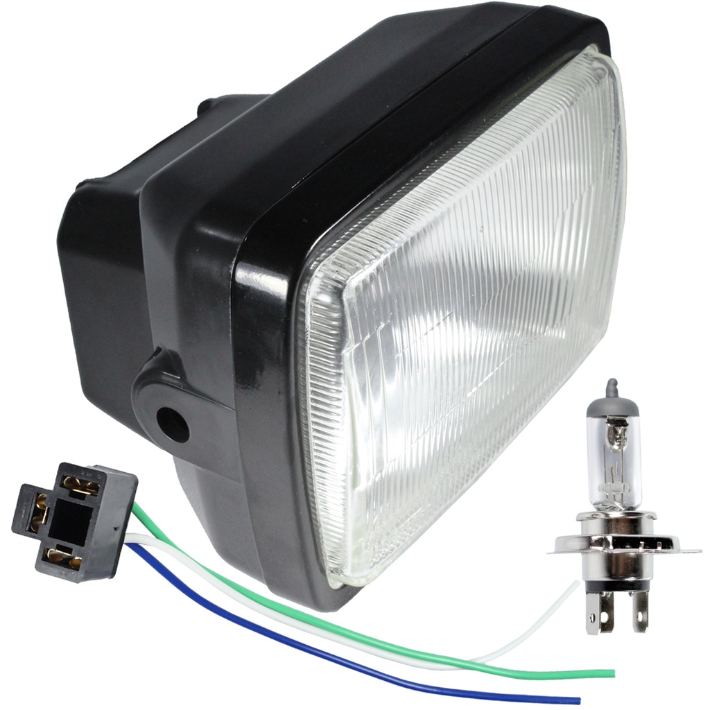 Farol completo CG125 Titan Today 1989 a 1999 aro preto lente de vidro com lâmpada bloco globo optico