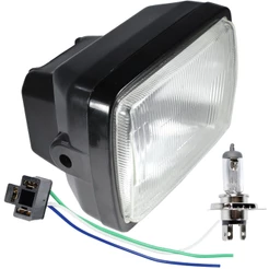 Farol completo CG125 Titan Today 1989 a 1999 aro preto lente de vidro com lâmpada bloco globo optico