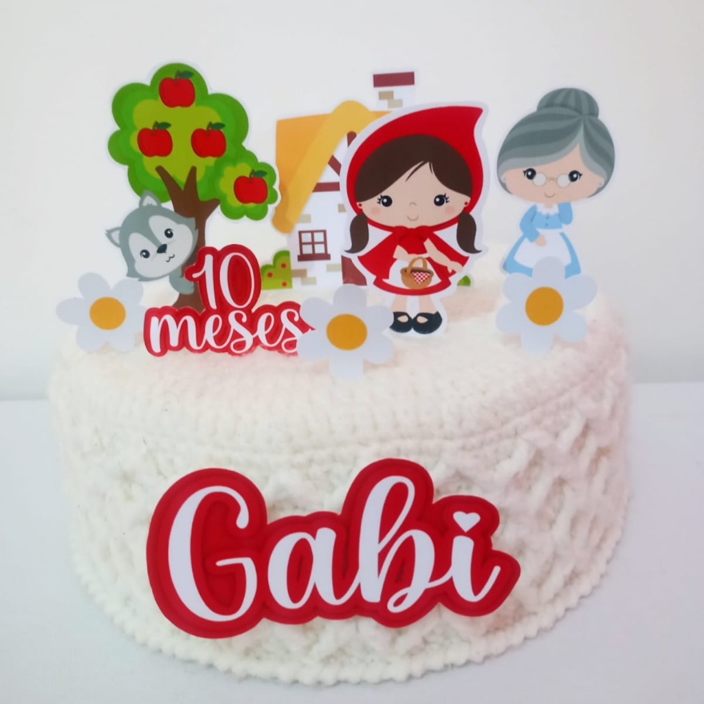 Topo Topper Decoração De Bolo Enfeite Chapeuzinho Vermelho em Oferta na Shopee