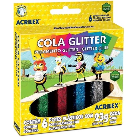 Cola Glitter 23g 6 Cores - Acrilex