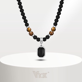 Vnox Geometric Square Men's Pendant , Colar De Zircônio De Contas Redondas De Acrílico Preto Presente De Jóias em Oferta na Shopee