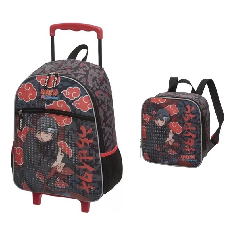 Kit Mochila Rodinha Lancheira Itachi Akatsuki Naruto Pacific