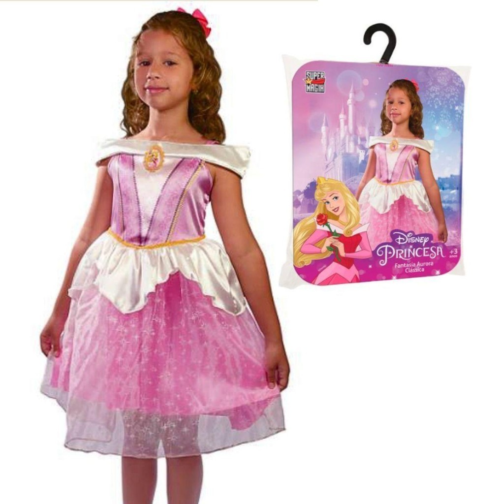 Fantasia Infantil Aurora Vestido Princesa Bela Adormecida Luxo Clássica em Oferta na Shopee