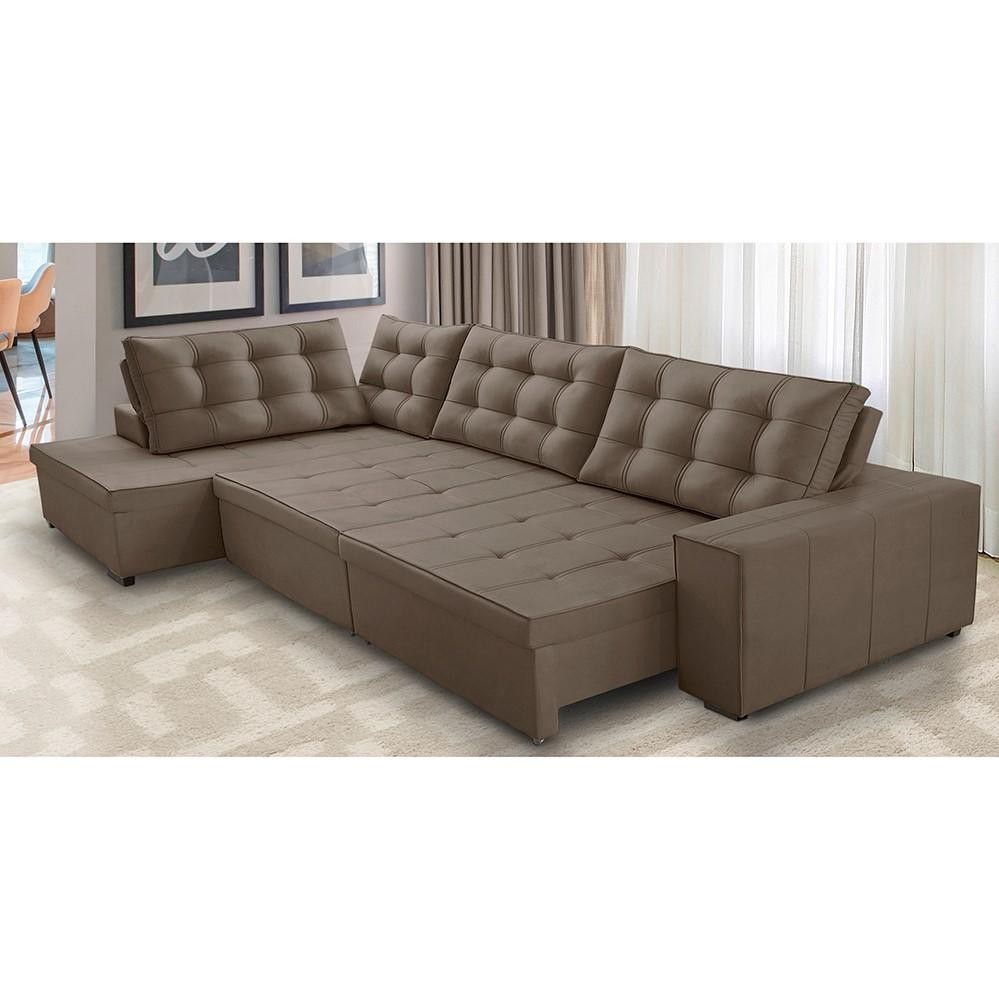 Sofá de Canto Retrátil e Reclinável com Molas 3,40x2,00 Esq Jacke Suede Adonai Estofados em Oferta na Shopee