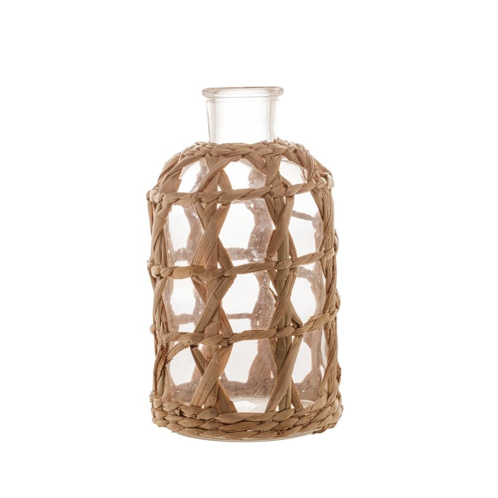 Vaso Wolff de Vidro e Fibra Natural 11cm x 20cm
