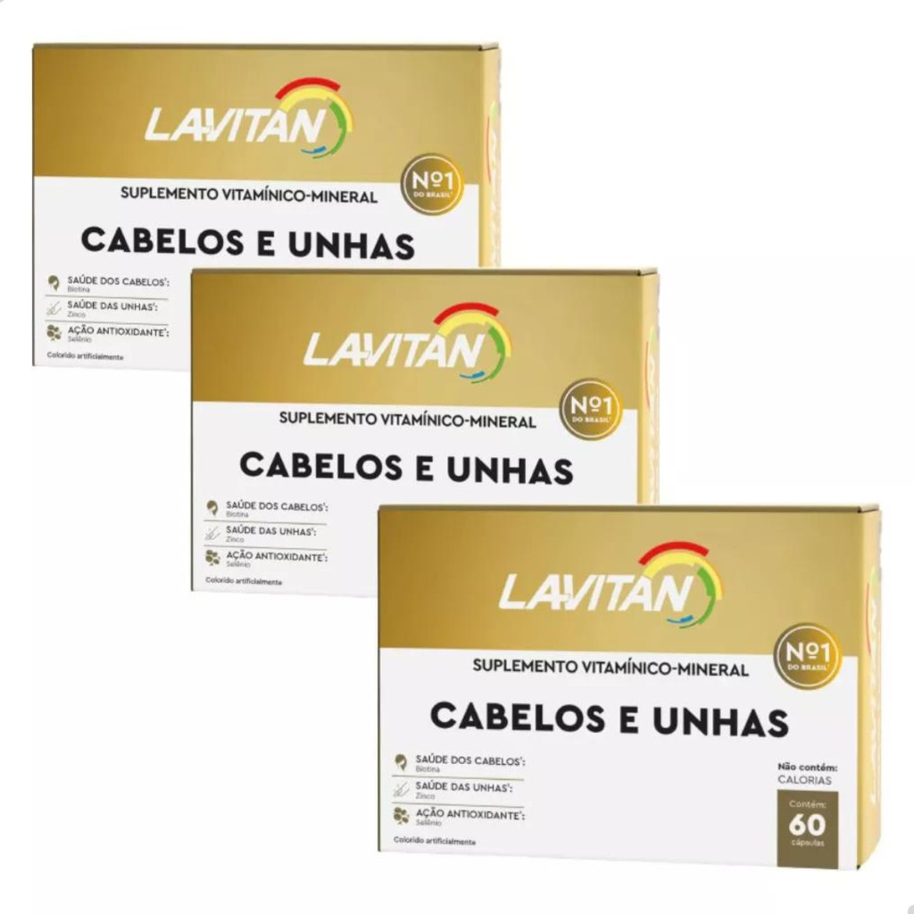Kit Lavitan Multivitamínico Cabelos e Unhas - 60 Comprimidos - 3 Unidades