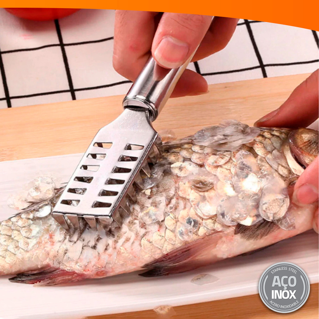 Escamador De Peixe Limpador De Escamas Raspador Em Aço Inox em Oferta na Shopee
