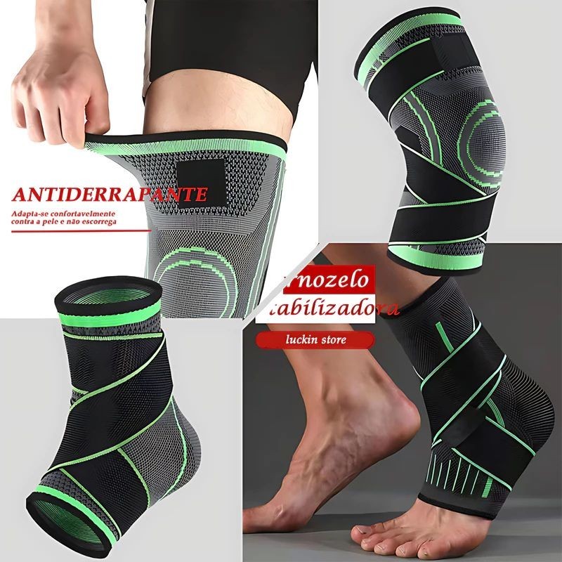 Joelheira ou Tornozeleira Compressão Esportiva Treino Alivio de Dor Estabilizadora
