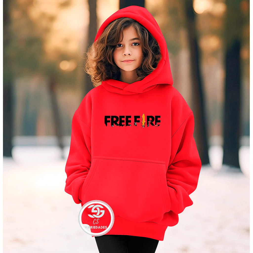 Moletom infantil Free Fire Jogo Videogame Kids Casaco Blusa De Frio Lançamento 2025 Blusa Canguru com bolso e capuz em Oferta na Shopee