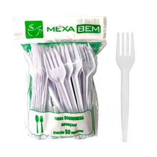 Garfo de Plástico Sobremesa Master Biodegradável com 50 unidades Mexa Bem