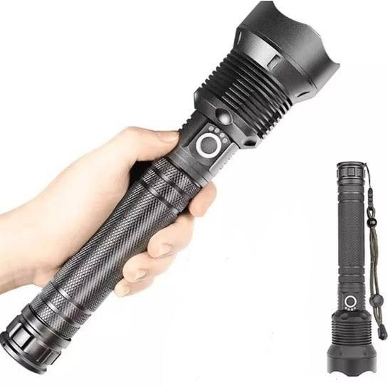Lanterna tática led T9 P90 Grande forte recarregável zoom bateria
