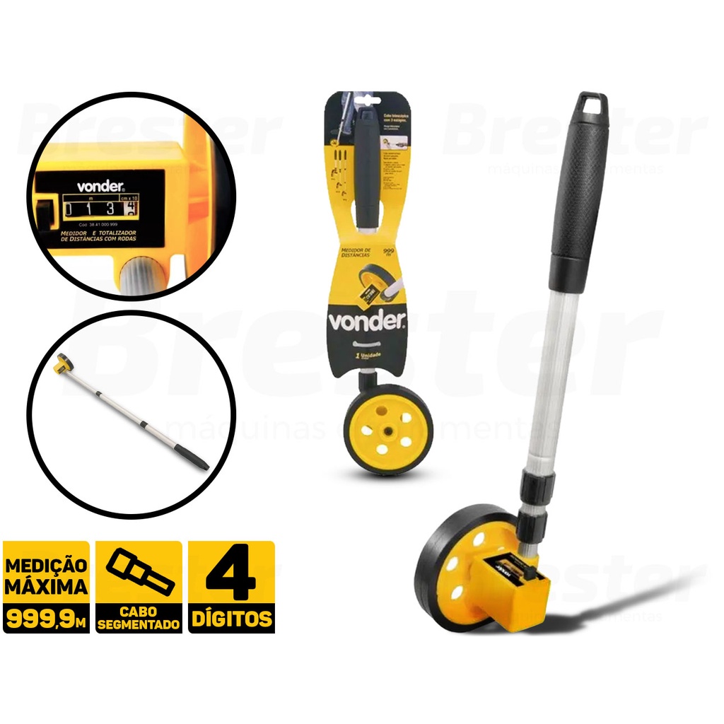 Medidor De Distância C/ Roda 4 Dígitos Trena Analógica Com Rodas 1.000m Vonder em Oferta na Shopee