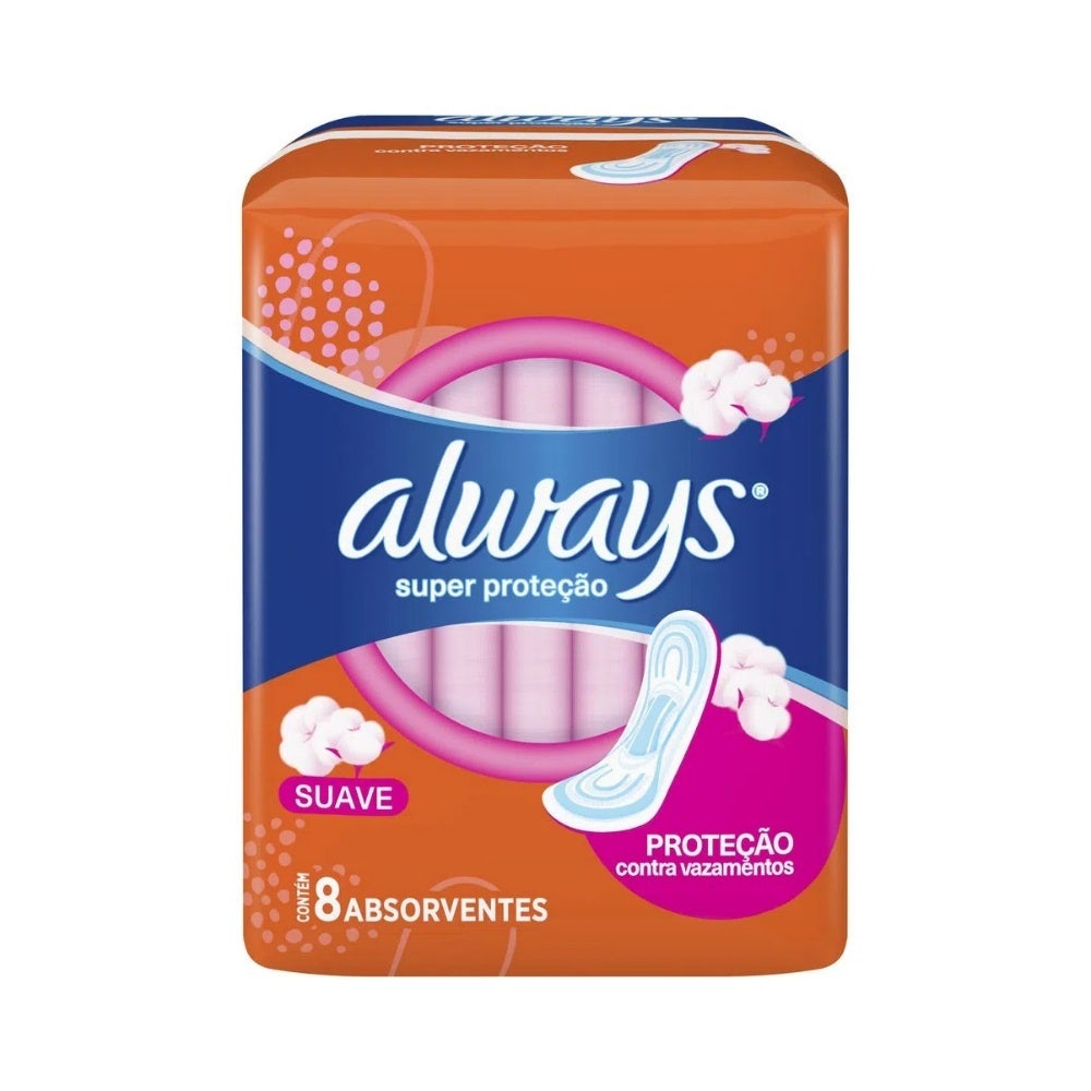 Absorvente Always Sem Abas Super Proteção Suave c/8un em Oferta na Shopee