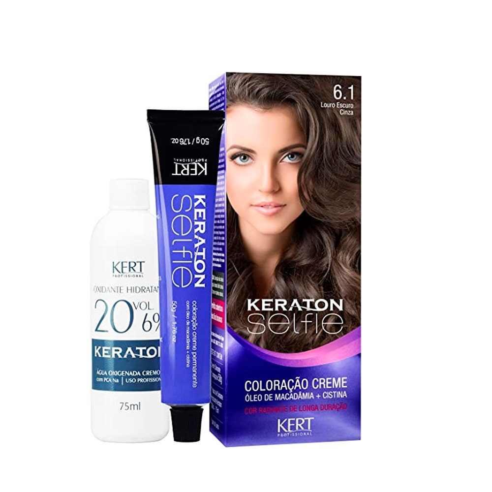 Tintura Keraton Selfie 6.1 Louro Escuro Cinza em Oferta na Shopee