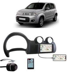 Multimídia Fiat Uno 2012 2013 2014 2015 Espelhamento Bluetooth USB SD Card + Moldura + Câmera Borboleta