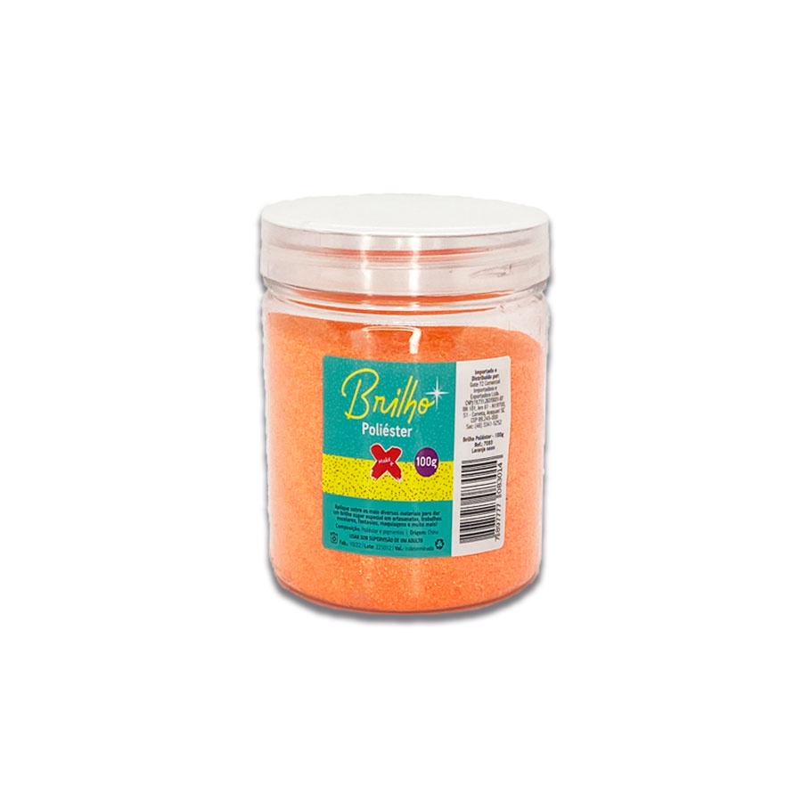 Glitter para Balões Brilho Poliéster 100 g - Ref. 7083 - Laranja Neon - 1 unidade - Rizzo