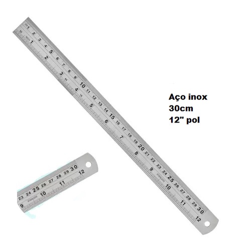 Régua Aço Inox 30 Cm 12 Polegadas Patchwork Artesanato Scrapbook