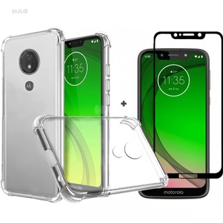 Película Vidro + Capinha Para Moto G7 Play. Kit Motorola Capa Transparente e Pelicula 3D/9D em Oferta na Shopee