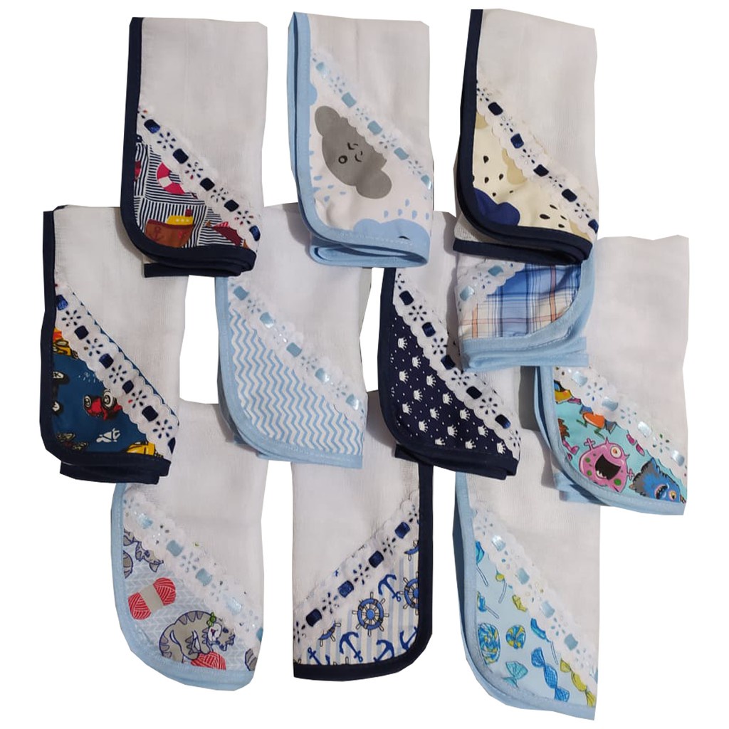 Kit com 6 Fraldinhas de Boca 100% Algodão Várias Estampas 35 x 35 cm em Oferta na Shopee