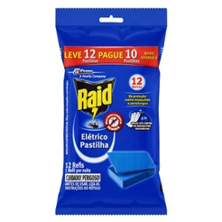 Repelente Elétrico Raid Pastilha 12 Noites Leve 12 Pague 10 Unidades Refil