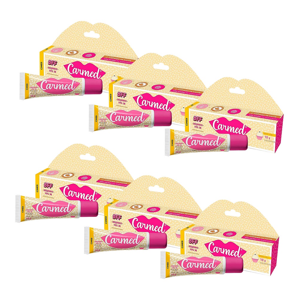 Kit 6 Unidades Hidratante Labial Carmed Bff Beijinho Fps30 10g em Oferta na Shopee