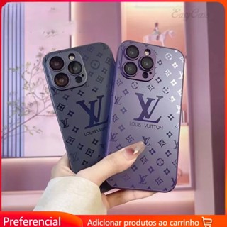 Ag iphone Caixa protetora de Silicone de vidro, adequada para iphone 14 13 12 11 Pro Max Lens Protection Pattern LV Resistente a choques em relevo