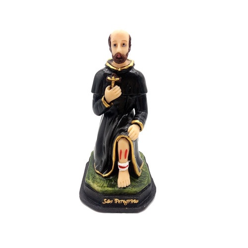 Escultura Imagem Resina São Peregrino Santo Pelegrino 13 Cm Linda Estátua Sacra Fino Acabamento Top.